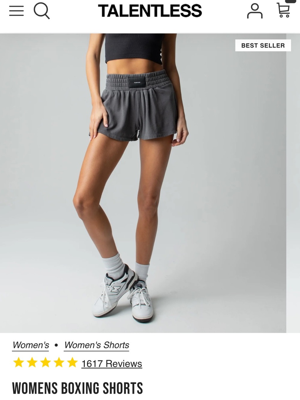 TALENTLESS Women's Boxing Shorts - Charcoal Gray